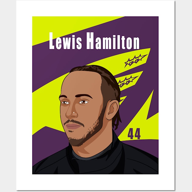 Lewis Hamilton Illustration Tribute Wall Art by Mandra